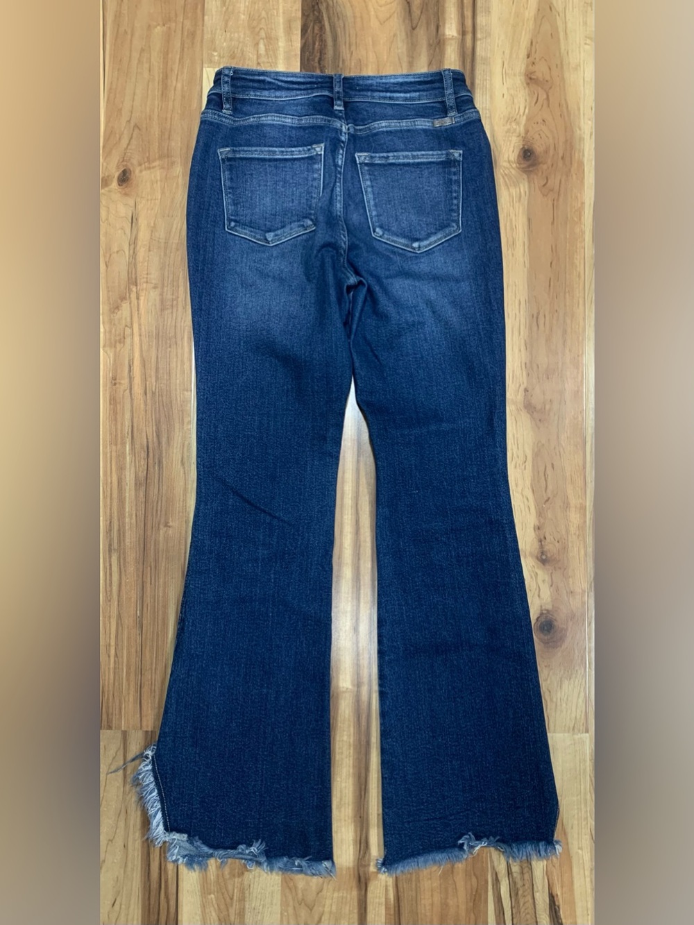 Kancan Jeans Flare Frayed Hem Denim Stretch Mid Rise Womens 9 Festival Farmcore - Picture 2 of 3